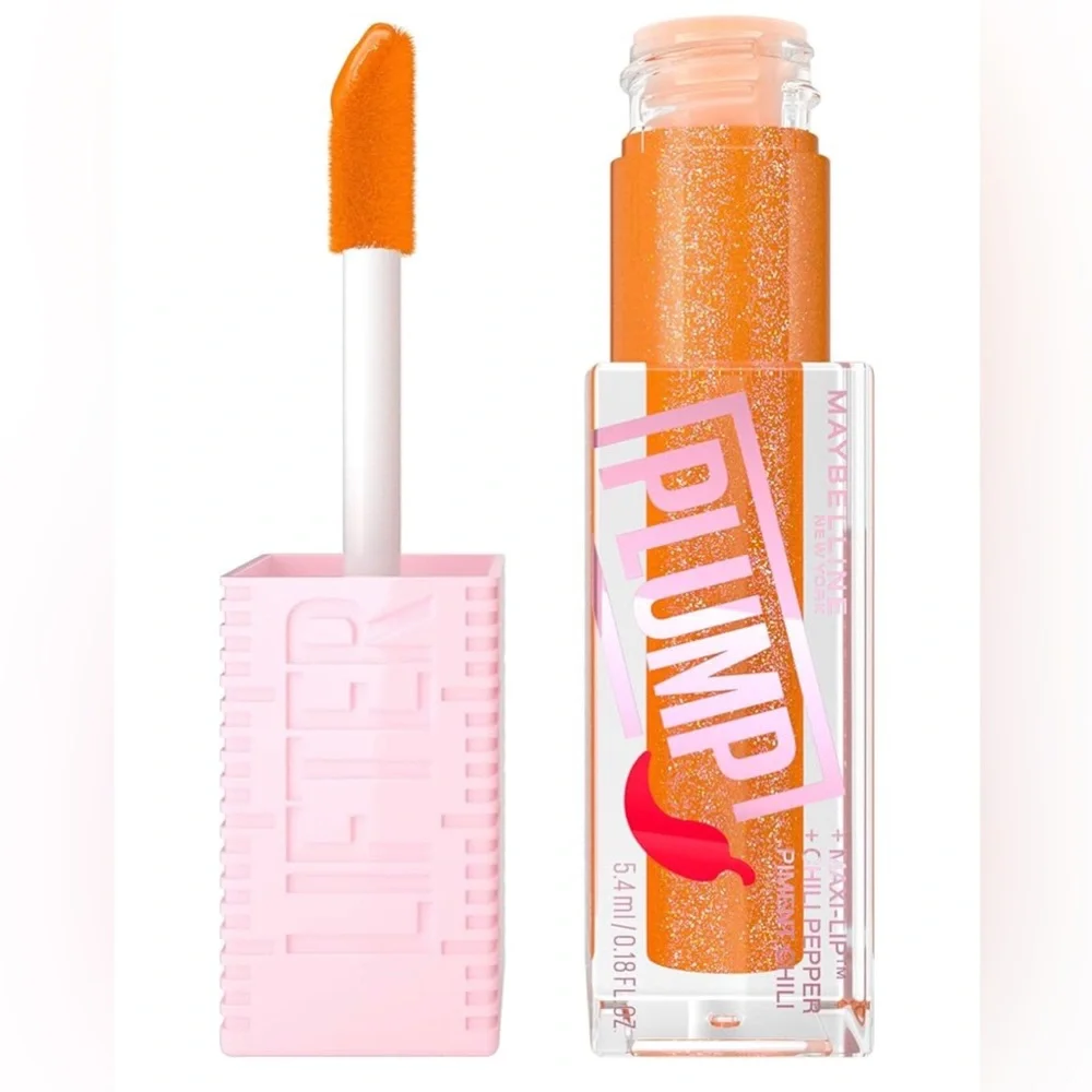 New MAYBELLINE Lifter Gloss Lifter Plump, Plumping Lip Gloss (Hot Honey)